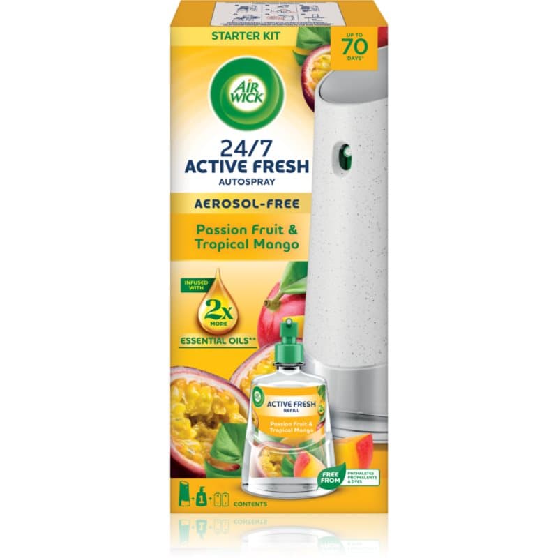 Air Wick Active Fresh Passion Fruit & Tropical Mango automatische luchtverfrisser met vullingen 228 kg