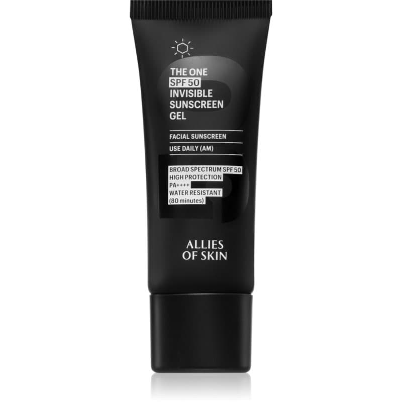 Allies of Skin Deluxe The One SPF 50 Invisible Sunscreen Gel Zonnebrandcrème voor Gezicht met Hoge UV Bescherming SPF 50 20 ml