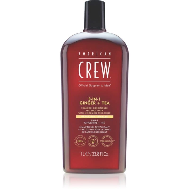 American Crew 3 in 1 Ginger + Tea 3 in1 Shampoo, Conditioner & Body Wash voor Mannen 1000 ml