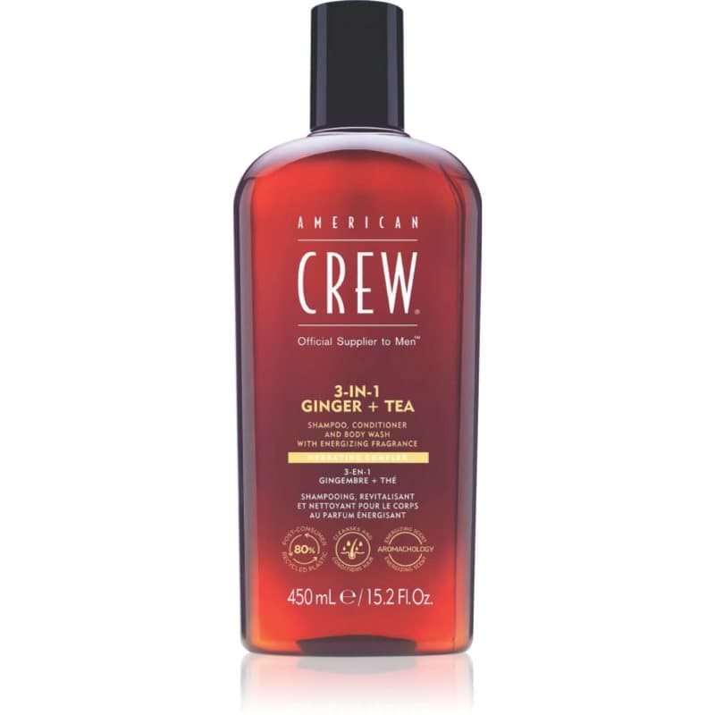 American Crew 3 in 1 Ginger + Tea 3 in1 Shampoo, Conditioner & Body Wash voor Mannen 450 ml