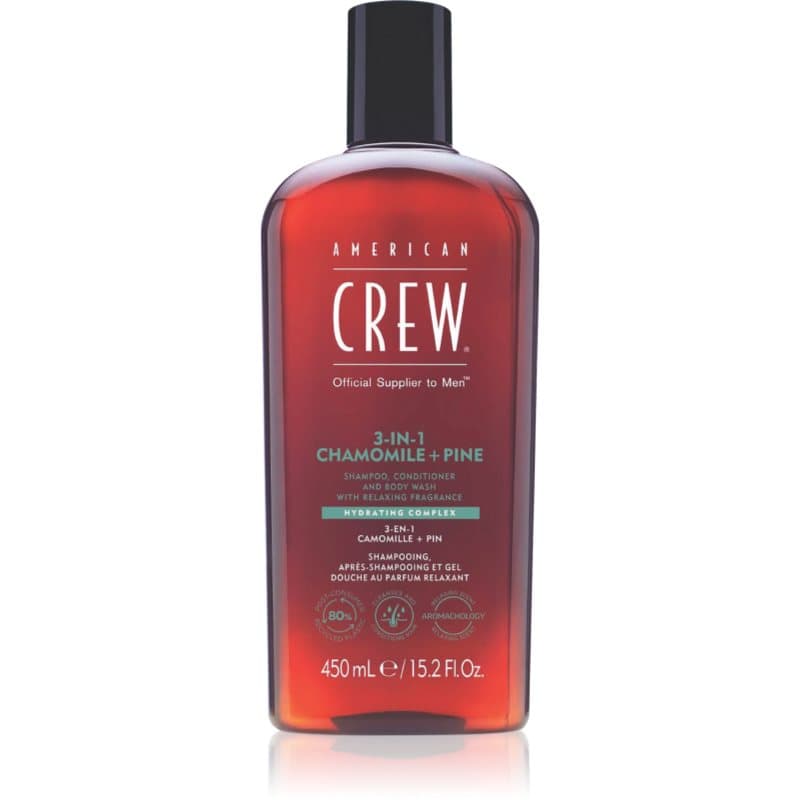 American Crew 3 in 1 Chamimile + Pine 3 in1 Shampoo, Conditioner & Body Wash voor Mannen 450 ml