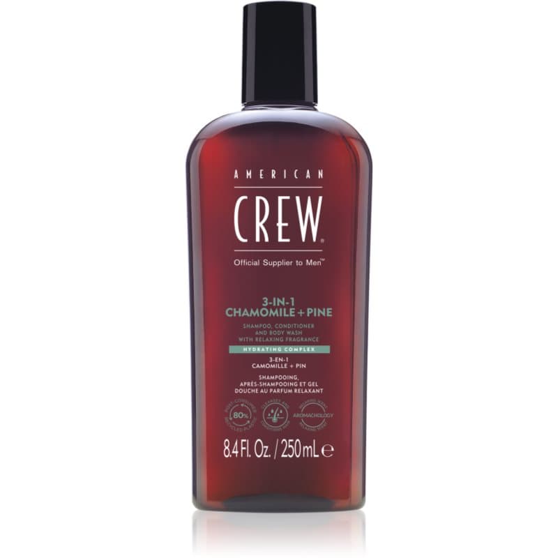 American Crew 3 in 1 Chamimile + Pine 3 in1 Shampoo, Conditioner & Body Wash voor Mannen 250 ml