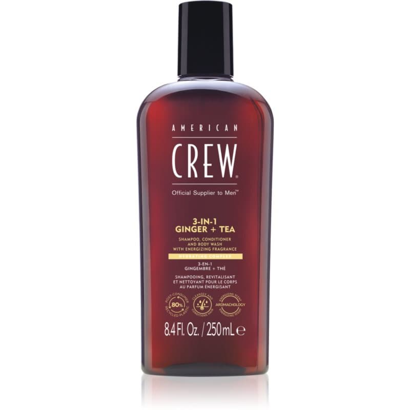 American Crew 3 in 1 Ginger + Tea 3 in1 Shampoo, Conditioner & Body Wash voor Mannen 250 ml