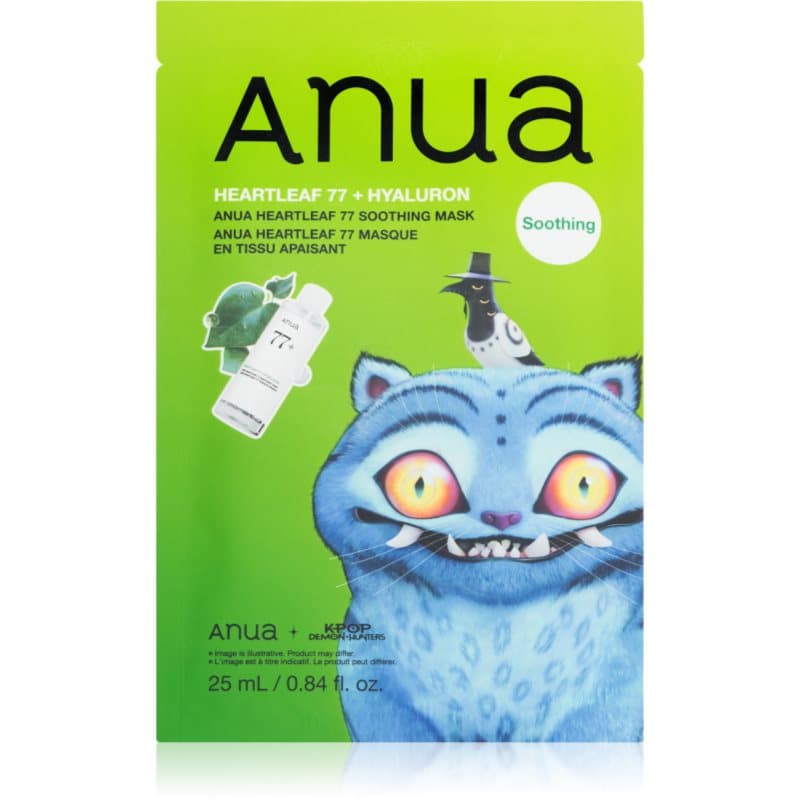 Anua K-Pop Demon Hunters Heartleaf 77% Soothing Mask hydraterende sheet mask met kalmerend effect 25 ml