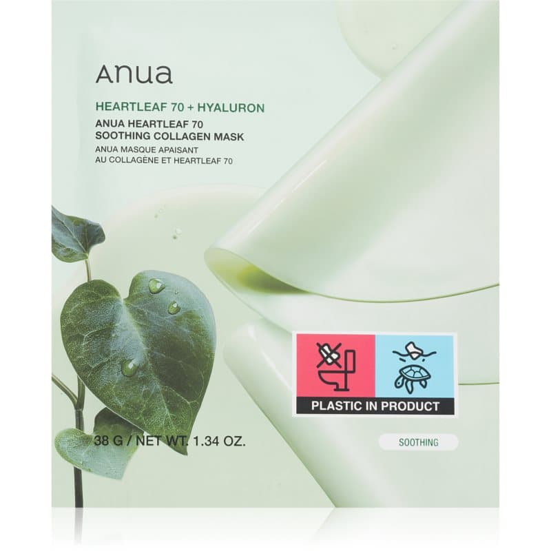 Anua Heartleaf 70% + Hyaluron Soothing Collagen Mask Hydraterende Gezichtsmasker met kalmerend effect 1 st