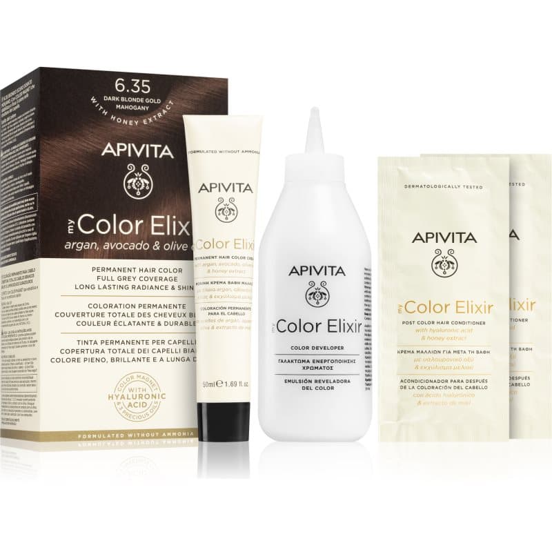 Apivita My Color Elixir Haarkleuring zonder Ammoniak Tint 6.35 Dark Blonde Gold Mahogany 1 st
