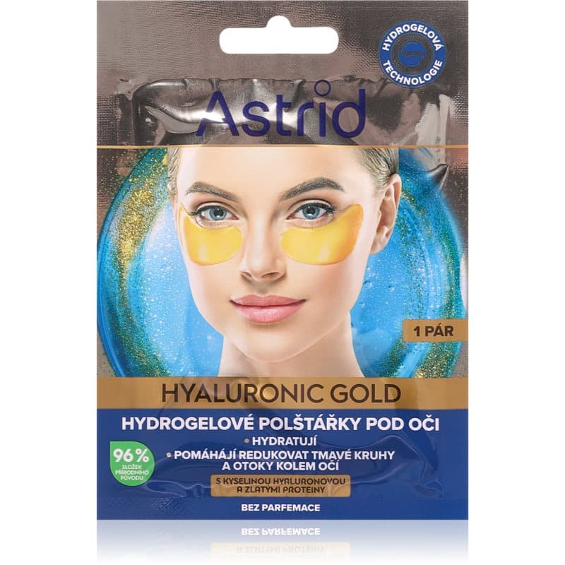 Astrid Hyaluronic Gold Oogmasker tegen Rimpels, Zwellingen en Donkere Kringen 2 st