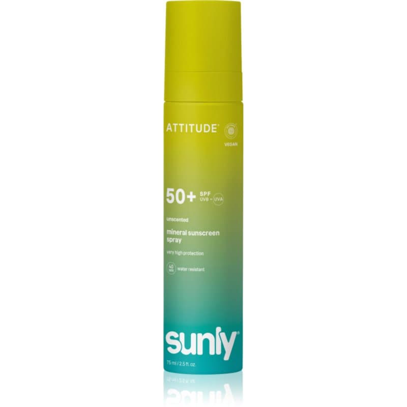 Attitude Sunly Mineral Sunscreen Spray SPF 50+ Mineraal Bruiningsspray Parfumvrij SPF 50+ 75 ml