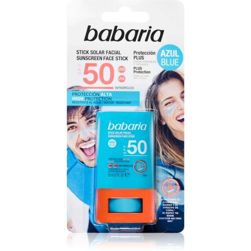 Babaria Blue Face Sun Stick Beschermende Hydratatie Stick voor het Gezicht en Gevoelige Plekjes SPF 50 20 ml
