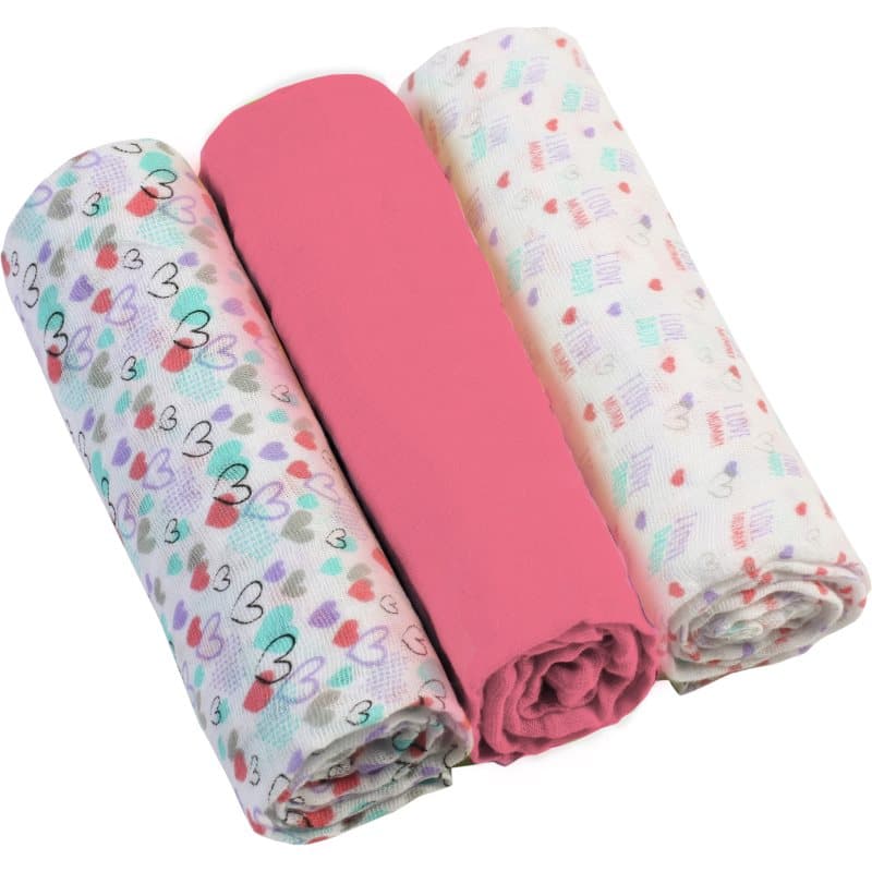 BabyOno Diaper Super Soft stoffen luiers Pink 70 × 70 cm 3 st