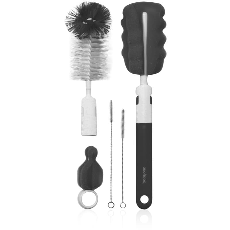 BabyOno Brush Set Borstel voor het reinigen van flessen en spenen Grey 1 st