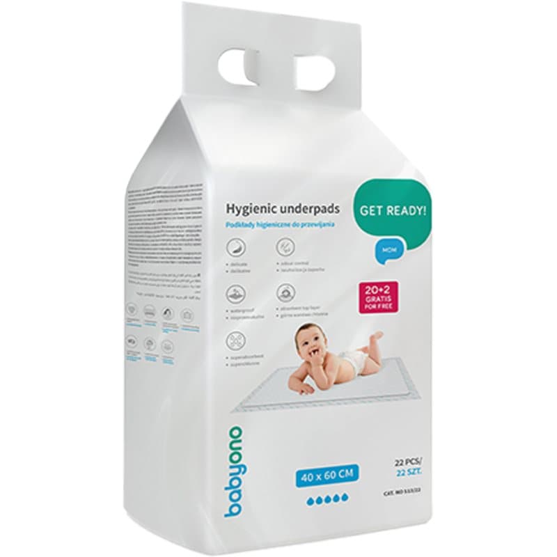 BabyOno Get Ready Hygienic Underpads wegwerpverschoningsmatjes 40 x 60 cm 22 st