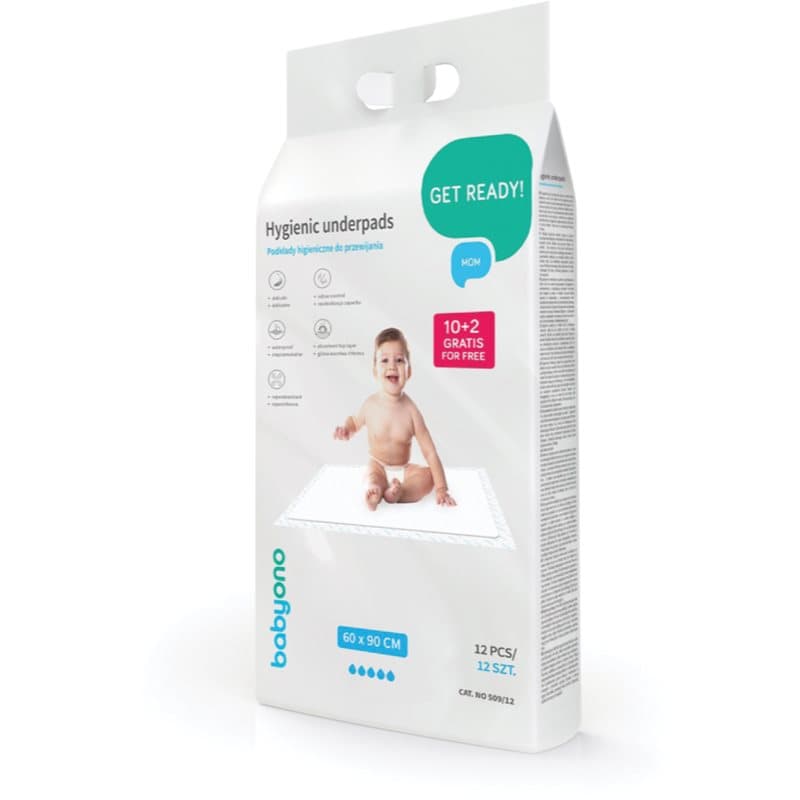 BabyOno Get Ready Hygienic Underpads wegwerpverschoningsmatjes 60x90 cm 12 st