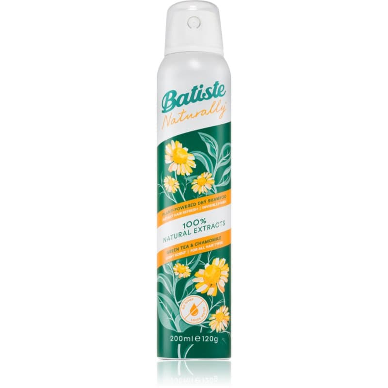 Batiste Naturally Green tea & Chamomile Droog Shampoo voor Absorbatie van Overtollig Vetaanmaak en voor Fris Haar 200 ml