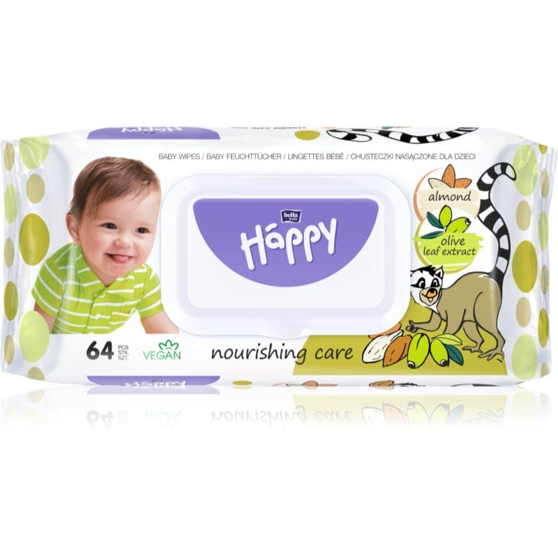 BELLA Baby Happy Almond and Olive Leaf Extract Vochtige Reinigings Doekjes voor Kinderen 64 st