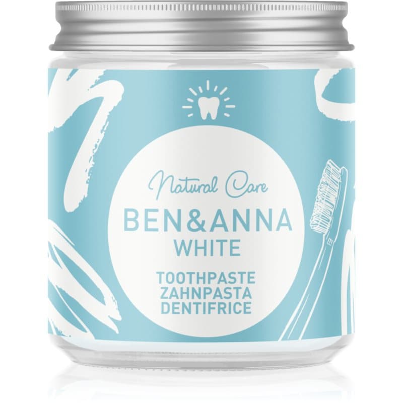BEN&ANNA Natural Toothpaste White tandpasta in een glazen pot met Whitening Werking 100 ml