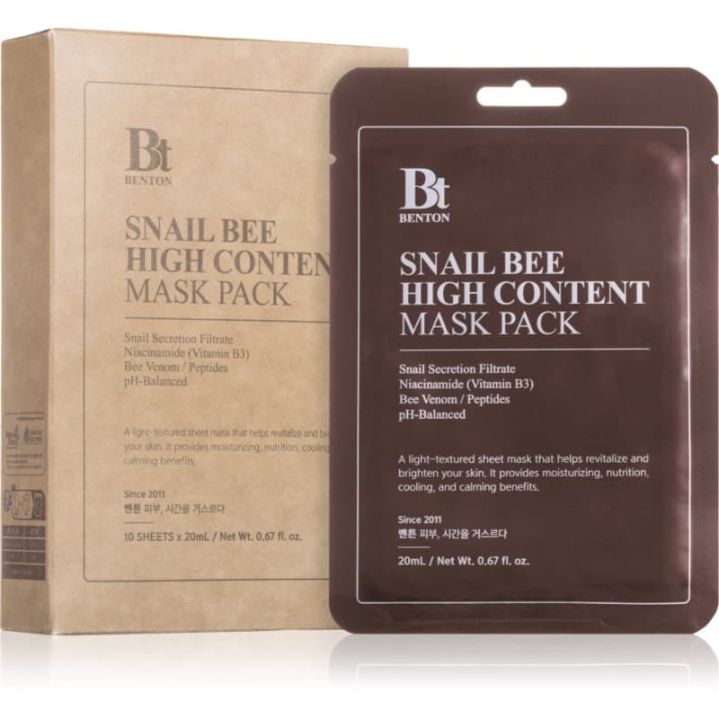Benton Snail Bee Cellaag Masker voor Complete Verzorging met Slakken Extract 10 × 20 g