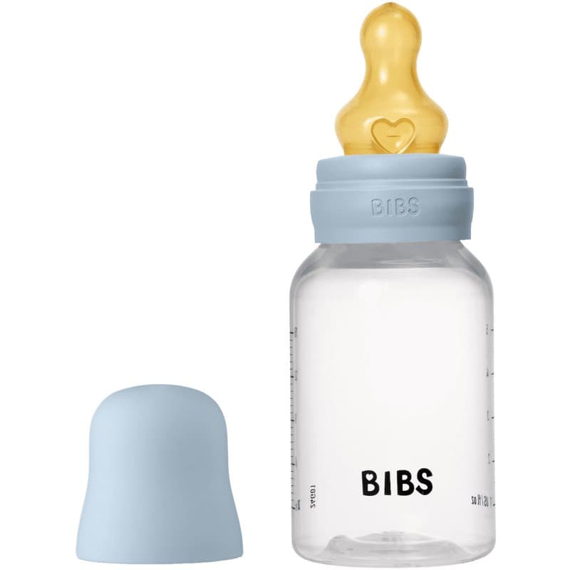 BIBS Anti-Colic Baby Bottle Latex oorbellen met caoutchouc speen Baby Blue 150 ml