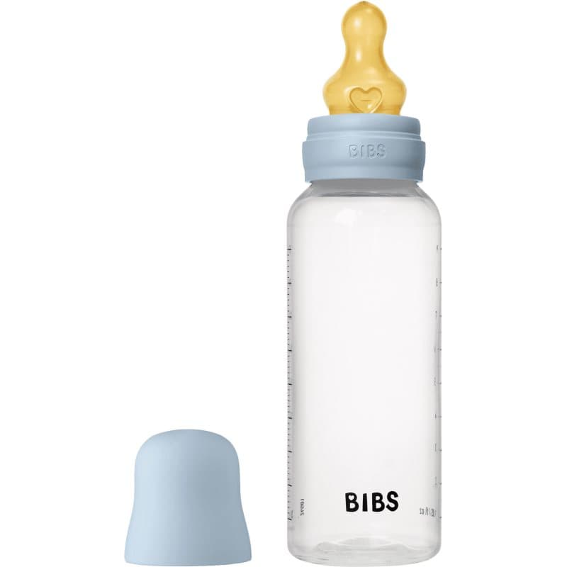 BIBS Anti-Colic Baby Bottle Latex oorbellen met caoutchouc speen Baby Blue 270 ml