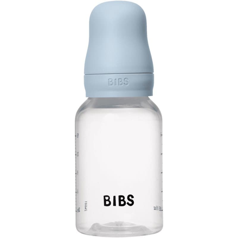BIBS Anti-Colic Baby Bottle Silicone oorbellen met siliconen speen Baby Blue 150 ml