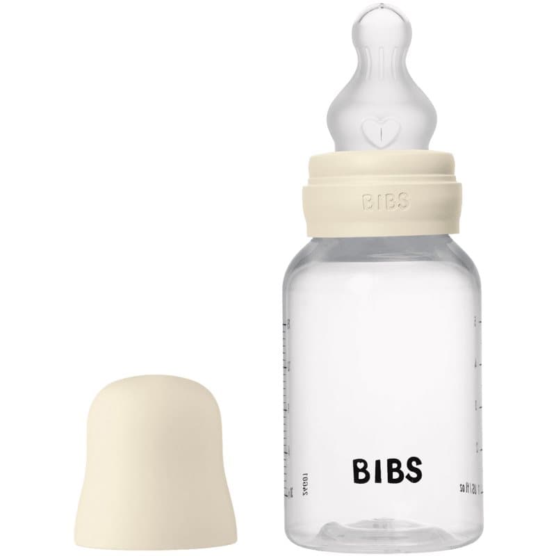 BIBS Anti-Colic Baby Bottle Silicone oorbellen met siliconen speen Ivory 150 ml