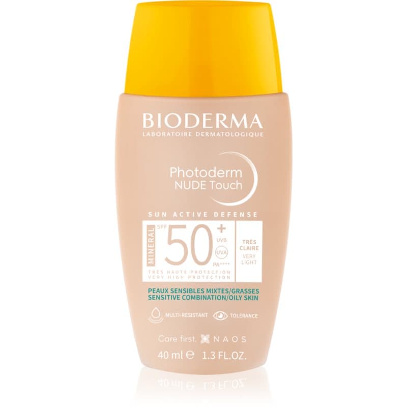 Bioderma Photoderm Nude Touch Mineralen Zonnefluid voor het Gezicht SPF 50+ Tint Very light 40 ml