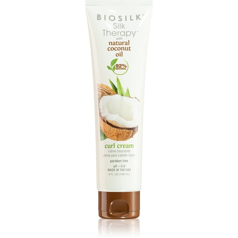 Biosilk Silk Therapy Natural Coconut Oil Haarcrème Voor Golvend en Krullend Haar 148 ml