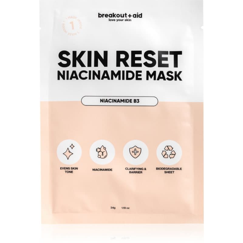 breakout + aid Skin Reset Niacinamide Mask Cellaag Masker met niacinamide 34 g