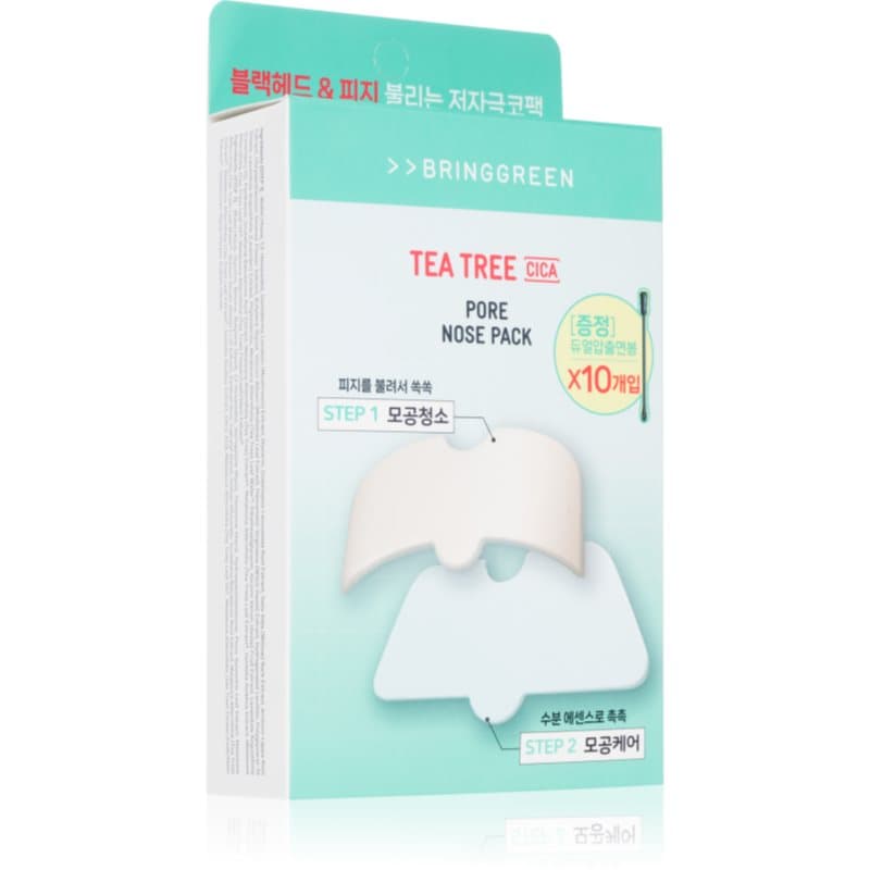 BRINGGREEN Tea Tree Cica Pore Nose Strip pleisters voor de problematische huid voor Neus 5 st