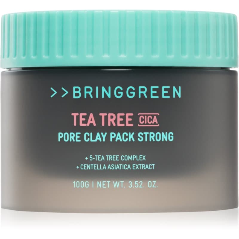 BRINGGREEN Tea Tree Cica Pore Clay Pack Strong Crème-Masker voor Vette Huid met Acne Neiging 100 g