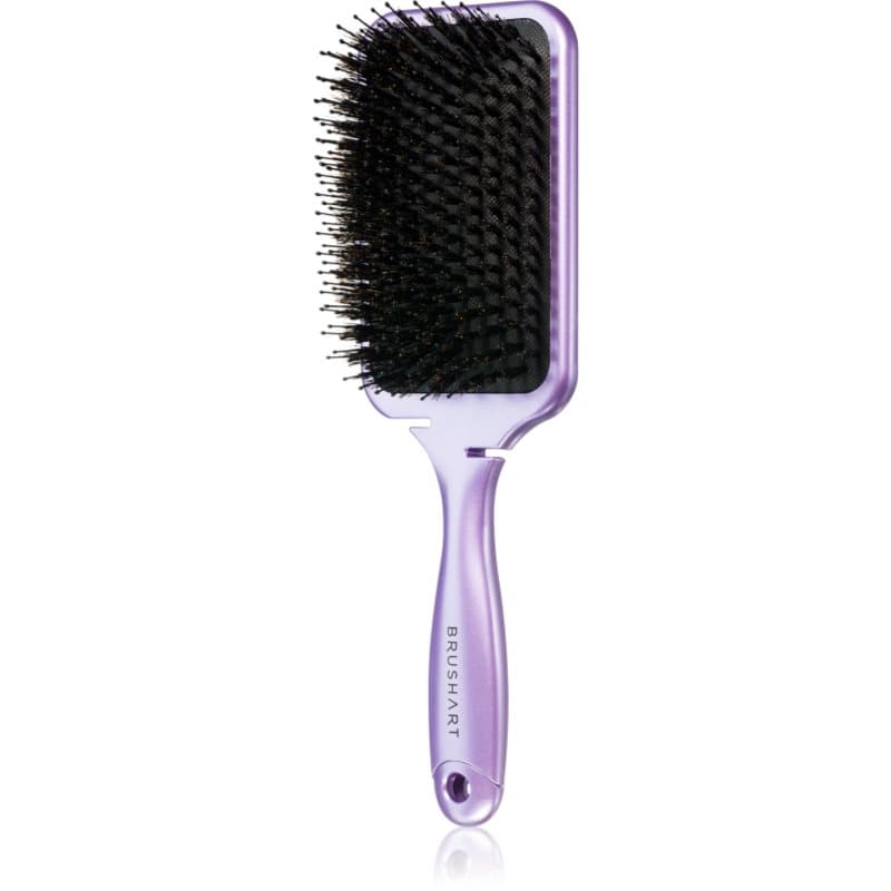 BrushArt Hair Boar bristle paddle hairbrush Haarborstel met Wildezwein Borstelharen Metallic Lilac 1 st