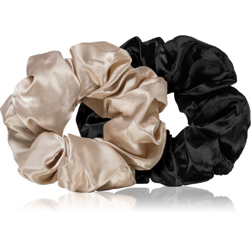 BrushArt Hair Large satin scrunchie set Haarelastiekjes Cream & Black