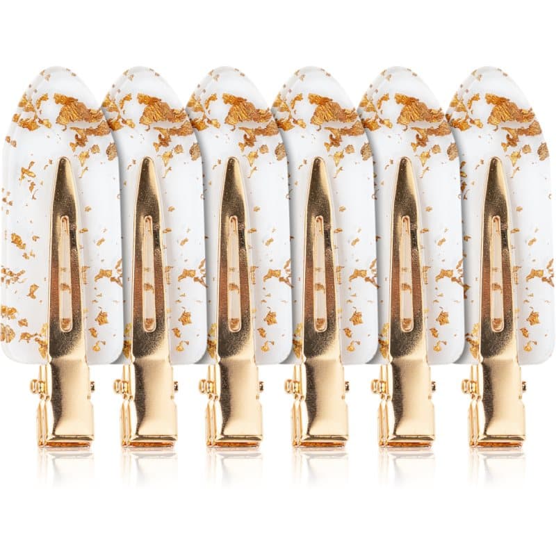 Brushworks Gold Flake No Crease Clips Haarspelden transparant 6 st