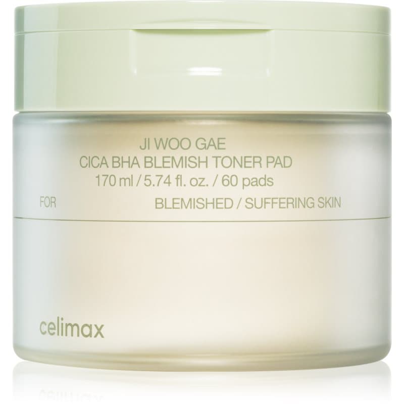 celimax Ji Woo Gae Cica BHA Blemish Toner Pad Exfoliërende Kussentjes voor Gevoelige Huid met Acne Neiging 60 st