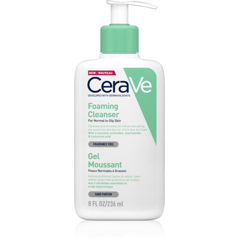 CeraVe Cleansers Foaming Cleanser Reinigende Schuim Gel voor Normale tot Vette Huid 236 ml