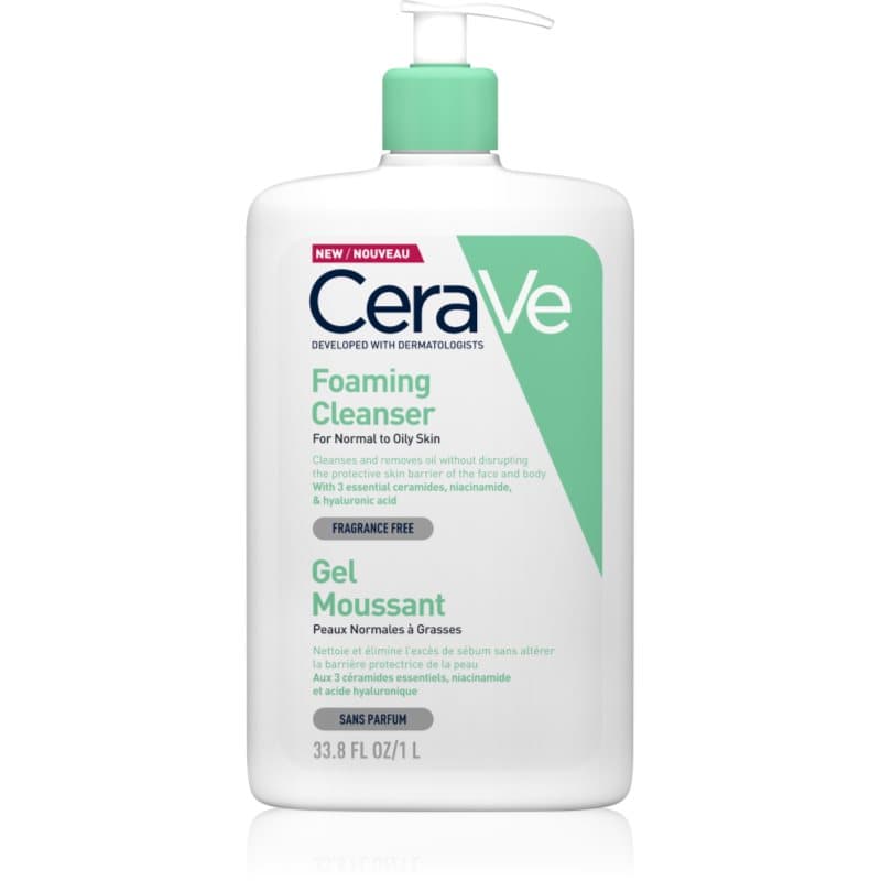 CeraVe Cleansers Foaming Cleanser Reinigende Schuim Gel voor Normale tot Vette Huid 1000 ml