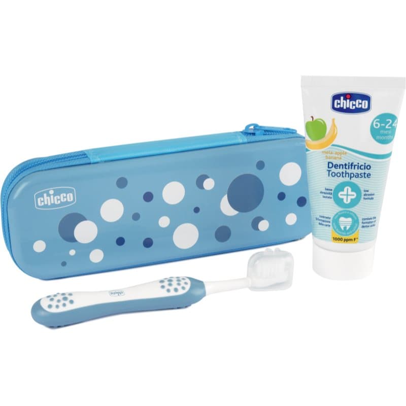 Chicco Always Smiling Set 6m+ Tandverzorgingsset met Etui Light Blue 1 st