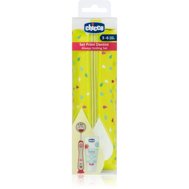 Chicco Always Smiling Set 3y+ Tandverzorgingsset met Etui Hippo
