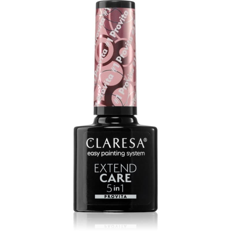 Claresa Extend Care 5 in 1 Provita Base Nagellak voor Gel Nagels met Regenererende Werking Tint #1 5 g