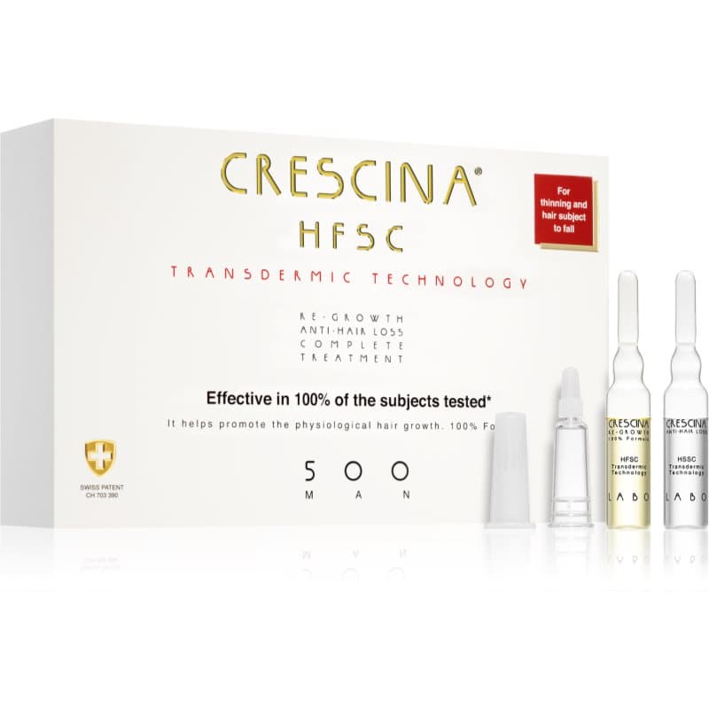 Crescina Transdermic 500 Re-Growth and Anti-Hair Loss haargroeibehandeling tegen haaruitval voor Mannen 20x3,5 ml