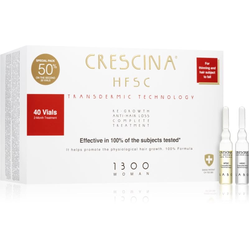 Crescina Transdermic 1300 Re-Growth and Anti-Hair Loss haargroeibehandeling tegen haaruitval voor Vrouwen 40x3,5 ml