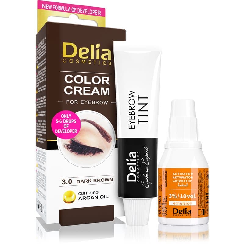 Delia Cosmetics Argan Oil Wenkbrauwverf Tint  3.0 Dark Brown 15 ml