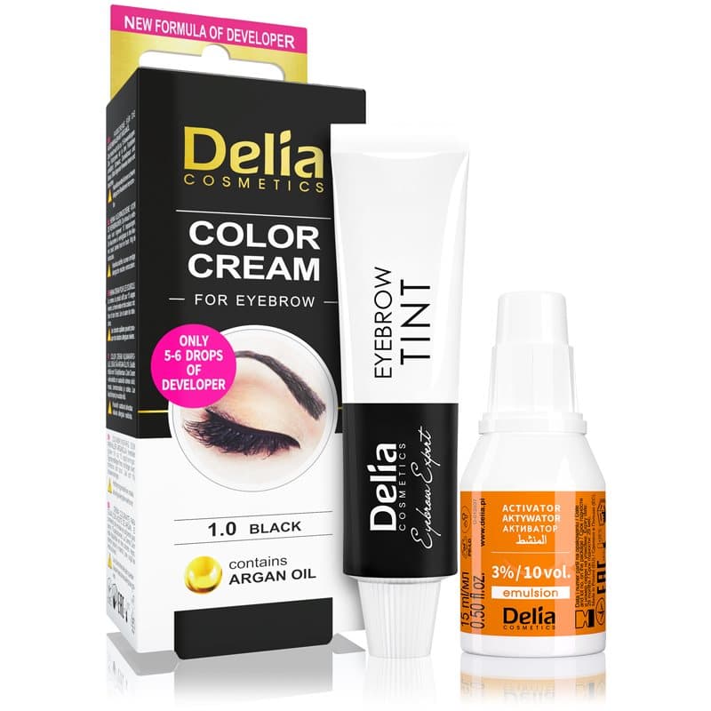 Delia Cosmetics Argan Oil Wenkbrauwverf Tint 1.0 Black 15 ml