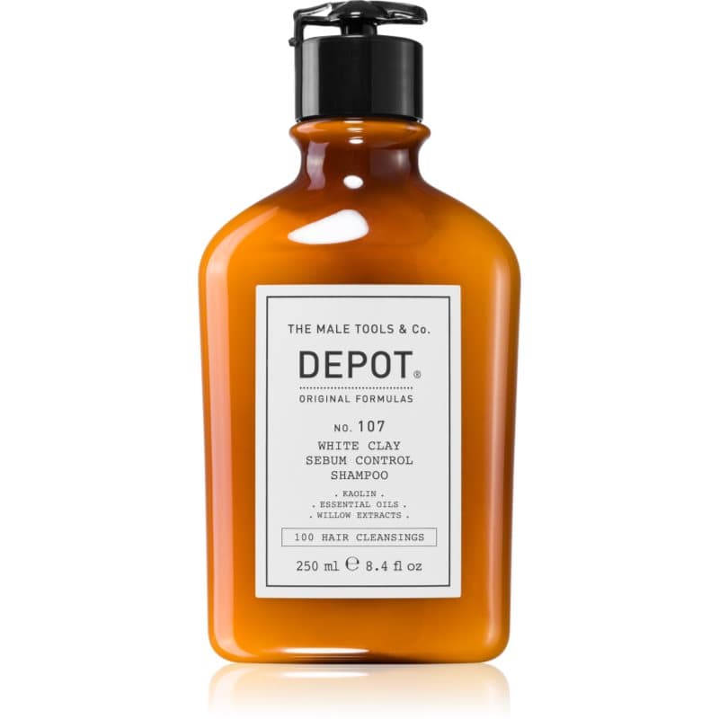 DEPOT 100 HAIR CLEANSING NO. 107 WHITE CLAY SEBUM SHAMPOO Reinigende Shampoo voor Vet Haar en Hoofdhuid 250 ml