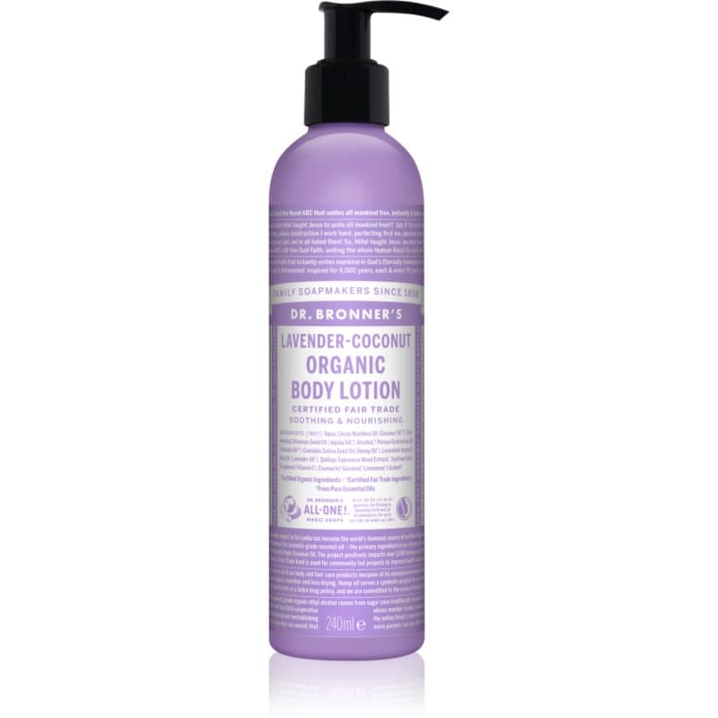 Dr. Bronner’s Lavender & Coconut Intensief voedende bodylotion voor Normale en Droge Huid 240 ml