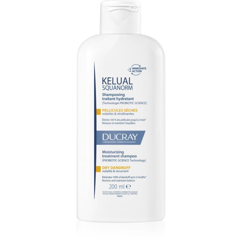 Ducray Kelual Squanorm Moisturizing Treatment Shampoo Dry Dandruff Shampoo tegen Droge Schilfers 200 ml