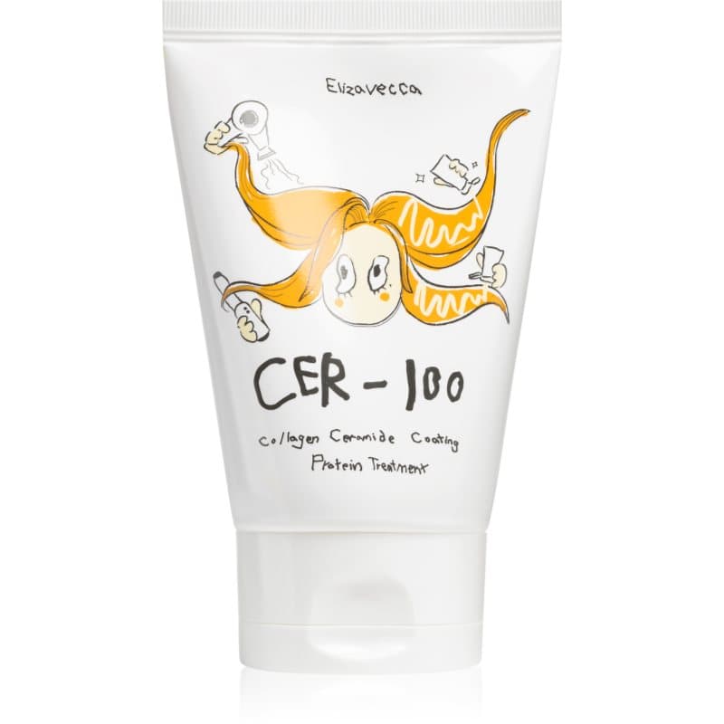 Elizavecca Cer-100 Collagen Ceramide Coating Protein Treatment Collageen Masker  voor Glanzend en Zacht Haar 100 ml