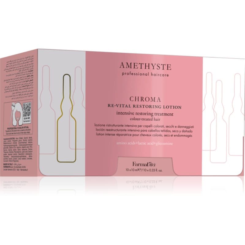 FarmaVita Amethyste Chroma Zijdezachte Regenerende Verzorging voor Gekleurd Haar 10x10 ml