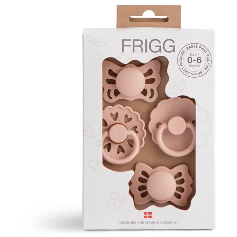FRIGG Baby's First Pacifier​ Floral heart fopspeen Blush