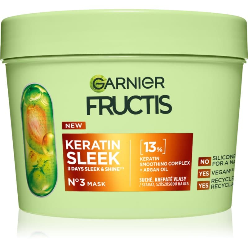 Garnier Fructis Keratin Sleek Haarmasker voor Droog en Beschadigd Haar 370 ml